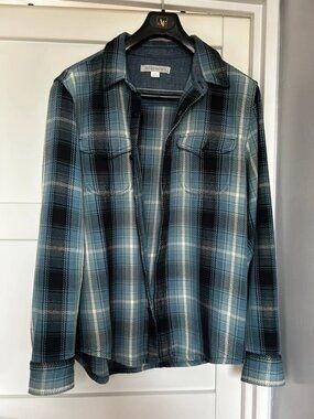 Blue Plaid Long-Sleeve Button-Up Shirt Size M